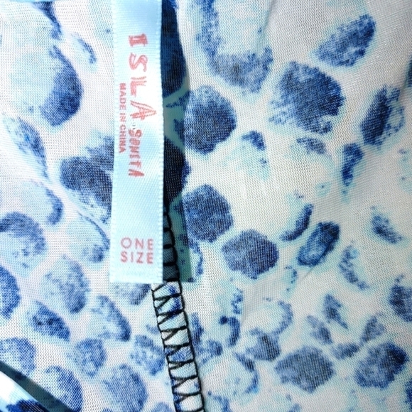 NWOT Isla Bonita tie dye cover up in Blue/Whites one size fits all - Picture 6 of 7